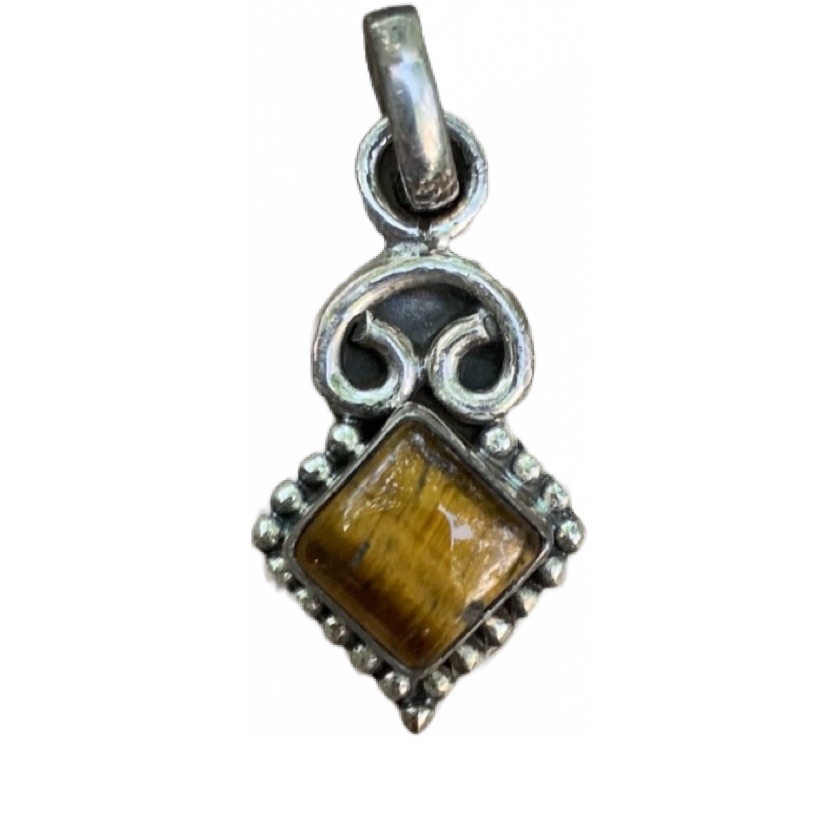 Ss Tiger Eye Pedant . Small